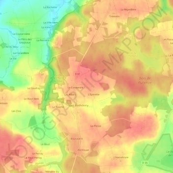 Topografische kaart Les Hayages, hoogte, reliëf