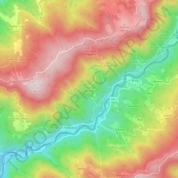 Topografische kaart Codromaz, hoogte, reliëf