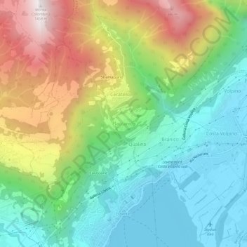 Topografische kaart Flaccanico, hoogte, reliëf