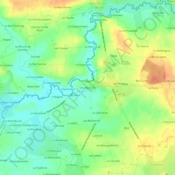 Topografische kaart Les Aiguisons, hoogte, reliëf