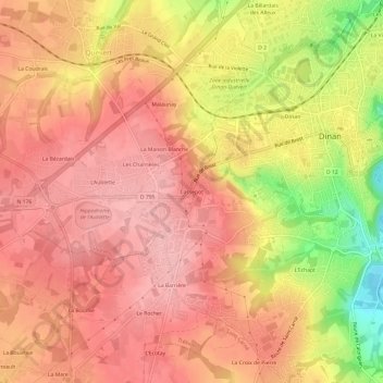Topografische kaart Cassepot, hoogte, reliëf