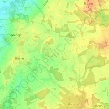 Topografische kaart Vahlzen, hoogte, reliëf