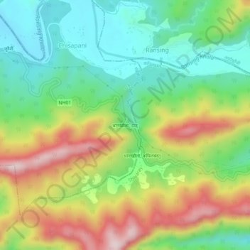 Topografische kaart Dhankhola, hoogte, reliëf