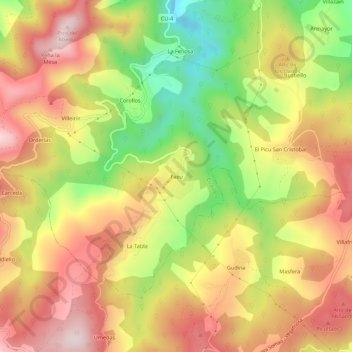 Topografische kaart Faéu, hoogte, reliëf