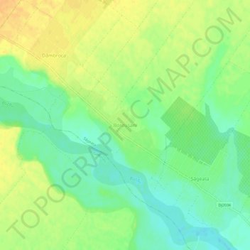 Topografische kaart Bordușani, hoogte, reliëf