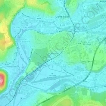 Topografische kaart Sur Saint-Aubin, hoogte, reliëf