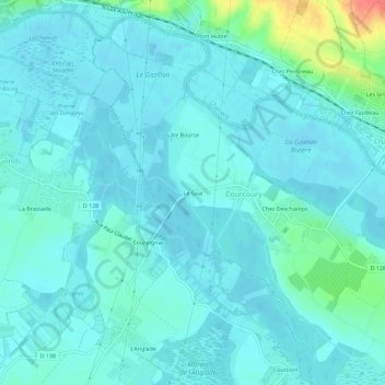 Topografische kaart Le Gua, hoogte, reliëf