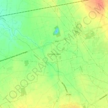 Topografische kaart Contrada Spina, hoogte, reliëf
