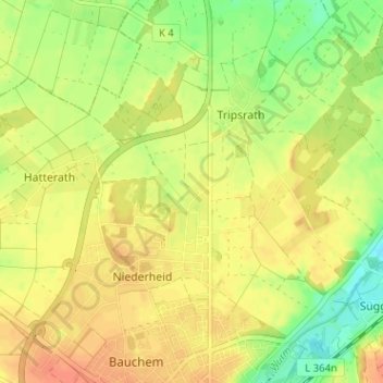 Topografische kaart Rischden, hoogte, reliëf