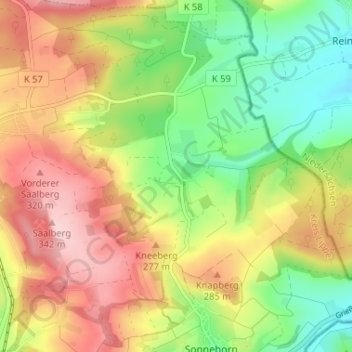 Topografische kaart Uhlental, hoogte, reliëf