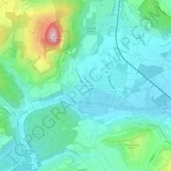 Topografische kaart Welschingen, hoogte, reliëf