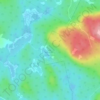 Topografische kaart Blueberry Mountain, hoogte, reliëf