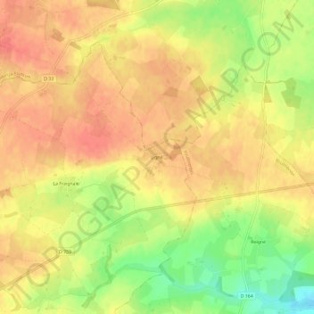 Topografische kaart Ligné, hoogte, reliëf
