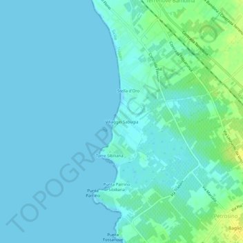 Topografische kaart Villaggio Sabugia, hoogte, reliëf