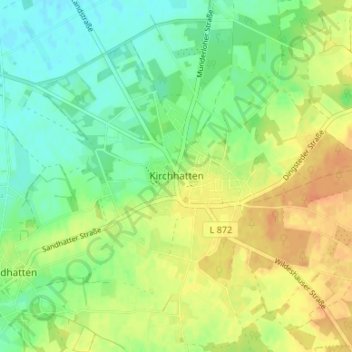 Topografische kaart Kirchhatten, hoogte, reliëf