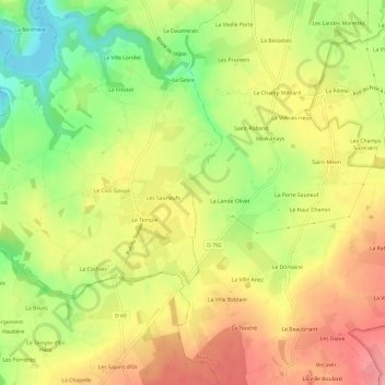 Topografische kaart Le Clay, hoogte, reliëf