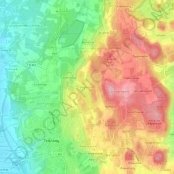 Topografische kaart Dieglishofen, hoogte, reliëf