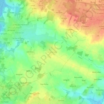 Topografische kaart Le Hallate, hoogte, reliëf