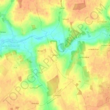 Topografische kaart Piloubin, hoogte, reliëf