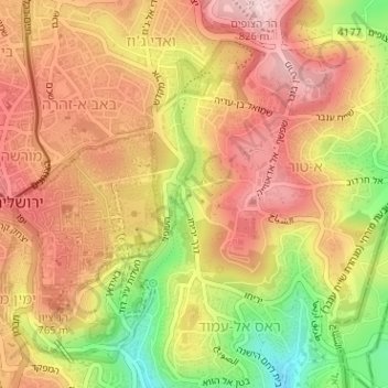 Topografische kaart Gethsemane, hoogte, reliëf