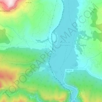 Topografische kaart Cellers, hoogte, reliëf