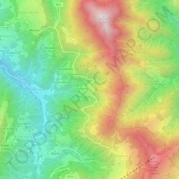 Topografische kaart Trafficanti, hoogte, reliëf