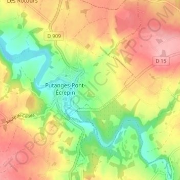 Topografische kaart Le Châtelier, hoogte, reliëf