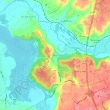 Topografische kaart Espinhel, hoogte, reliëf