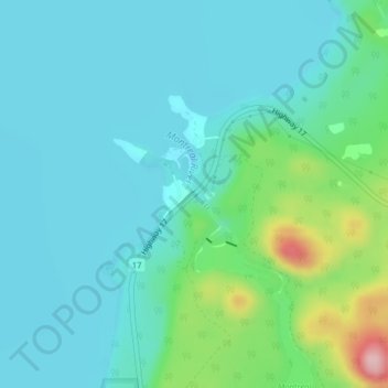 Topografische kaart Montreal River Harbour, hoogte, reliëf
