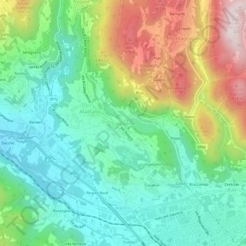 Topografische kaart Canzolino, hoogte, reliëf