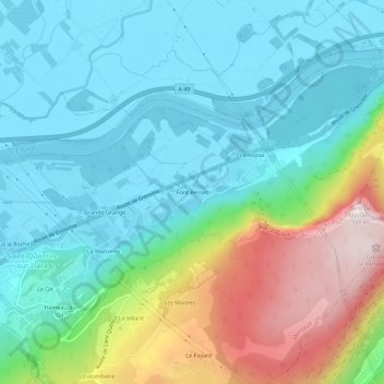 Topografische kaart Font Besset, hoogte, reliëf