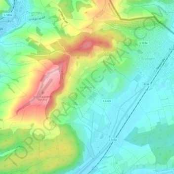 Topografische kaart Rechberg, hoogte, reliëf