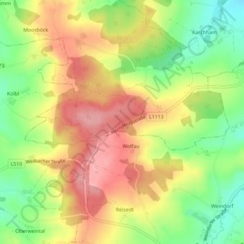 Topografische kaart Forsthub, hoogte, reliëf