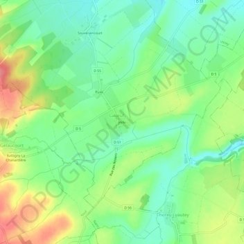 Topografische kaart Velle, hoogte, reliëf