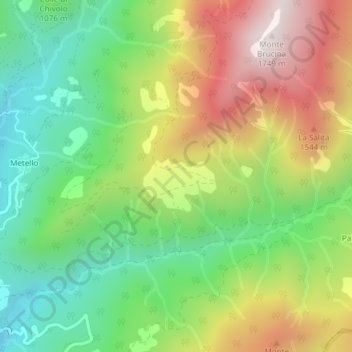 Topografische kaart Sargiana, hoogte, reliëf