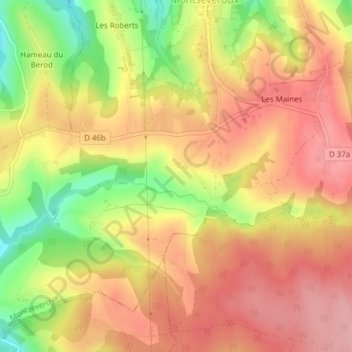 Topografische kaart Les Voges, hoogte, reliëf