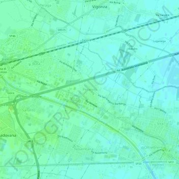 Topografische kaart Perarolo, hoogte, reliëf