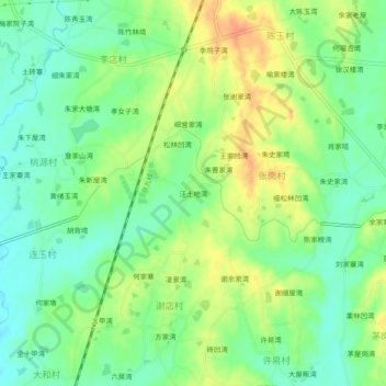Topografische kaart 汪土地湾, hoogte, reliëf
