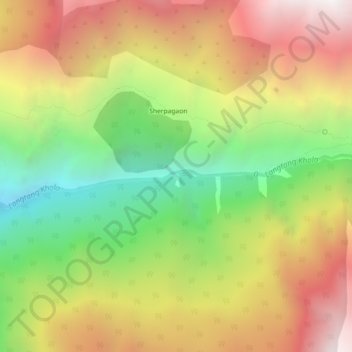 Topografische kaart Bamboo, hoogte, reliëf