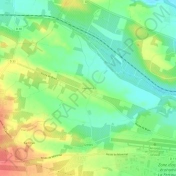 Topografische kaart Herminis, hoogte, reliëf