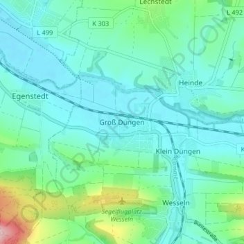Topografische kaart Groß Düngen, hoogte, reliëf