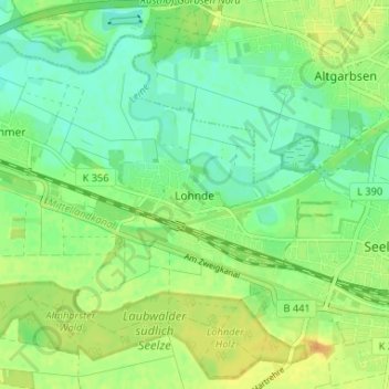 Topografische kaart Lohnde, hoogte, reliëf