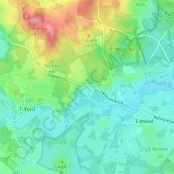 Topografische kaart Charleshill, hoogte, reliëf