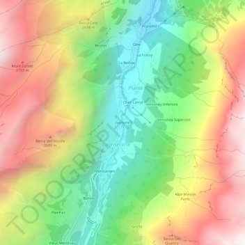 Topografische kaart Gerbelle, hoogte, reliëf