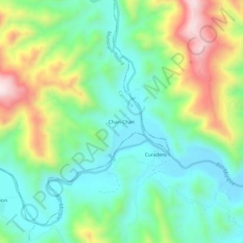 Topografische kaart Chari-Chari, hoogte, reliëf