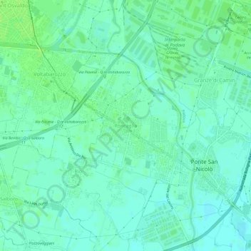 Topografische kaart Roncaglia, hoogte, reliëf