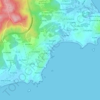 Topografische kaart A Rochela, hoogte, reliëf