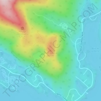 Topografische kaart Mont Sourire, hoogte, reliëf