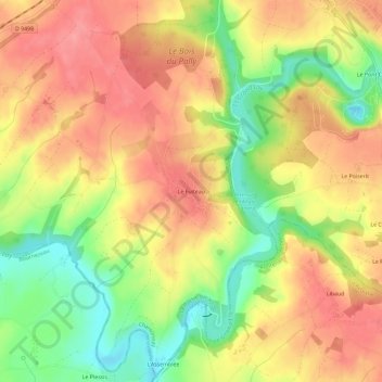 Topografische kaart Le Fuiteau, hoogte, reliëf