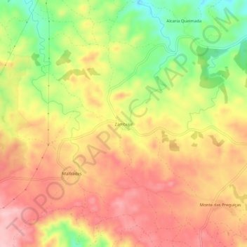 Topografische kaart Zambujal, hoogte, reliëf